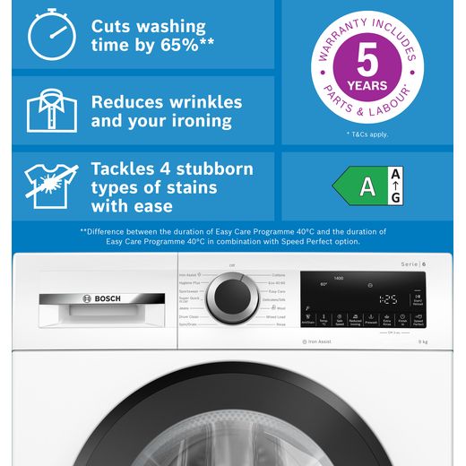 Bosch Series 6 WGG24400GB 9kg Washing Machine with 1400 rpm - White - Annotation - why buy shot